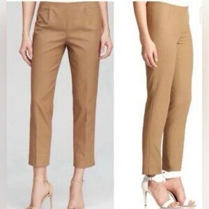 LAFAYETTE 148 Women's Pants Size 14 Stanton Tan Brown Ankle Tapered Leg Slit Hem